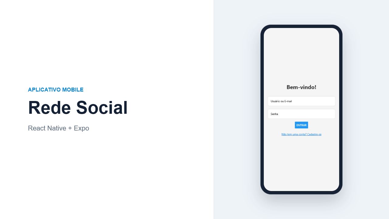 Tela de login do aplicativo de rede social em React Native